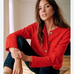 Sezane Betty cardigan in red